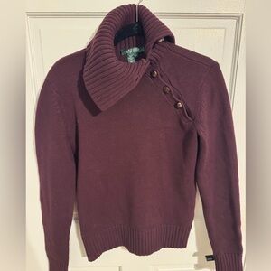 Gorgeous vintage Ralph Lauren women’s cable knit sweater in eggplant color